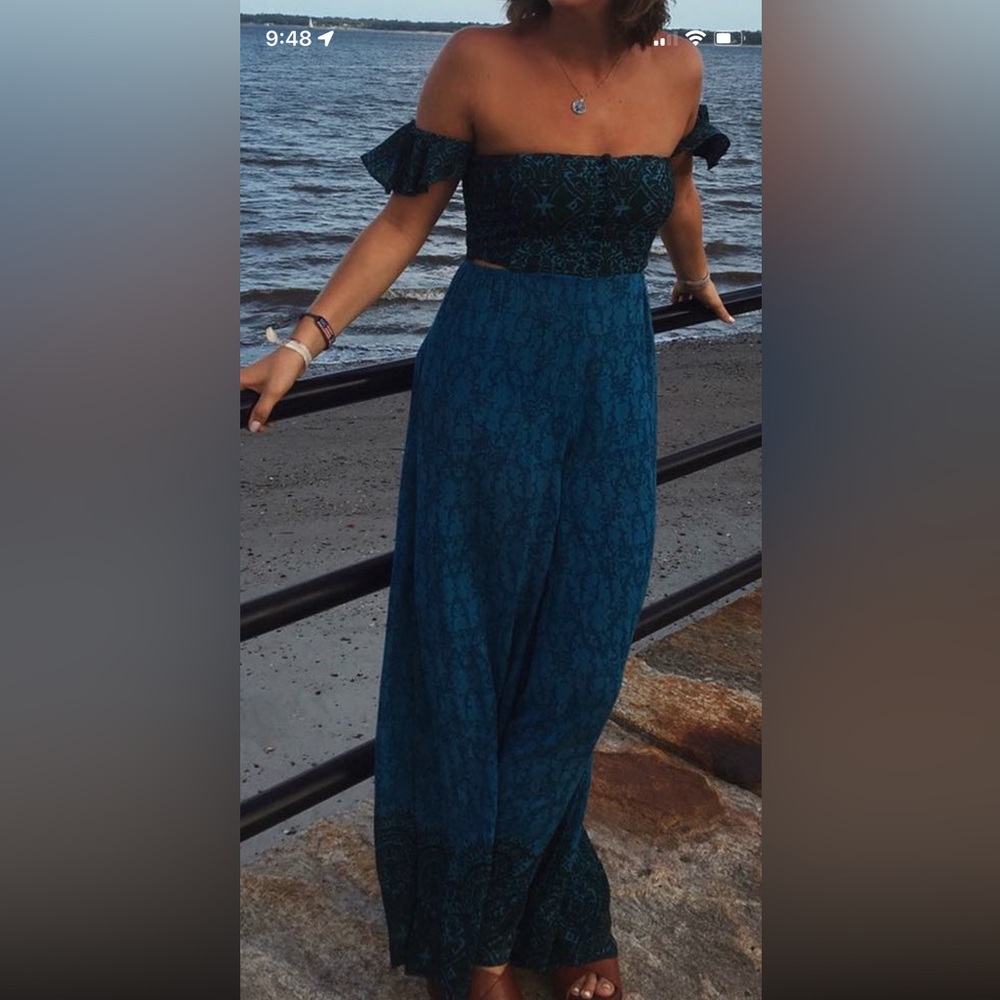 Free People midsummer dream blue jumpsuit